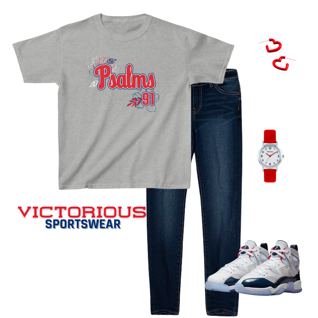 Phillies Psalms 91 Vibez Tee - Girls (Grey)