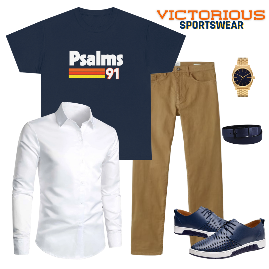 Astros Psalms 91 Stripes Tee (Navy)