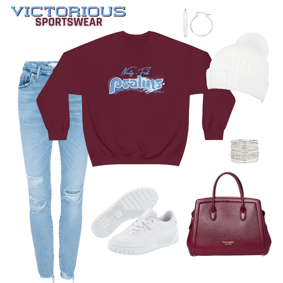 Phillies Ninety First Psalms Vibez Throwback Sweatshirt (Maroon)