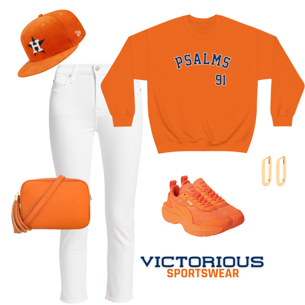 Astros Psalms 91 Sweatshirt - Ladies (Orange)